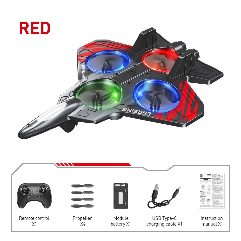 E72 High - Performance foam aircraft stunt intelligent fixed height hover 360 ° turn UAV remote LED lights control fighter toy