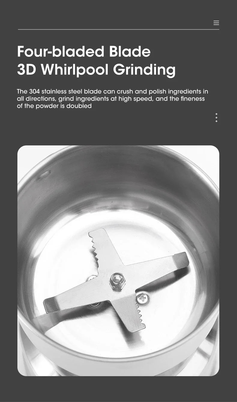 Macinacaffè Elettrico 300ml - Tritatutto Multifunzione con 4 Lame per Caffè, Spezie e Cereali