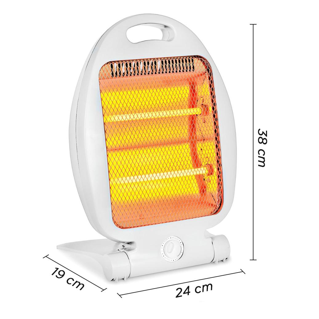 Termoventilatore al Quarzo 800W con 2 Elementi Riscaldanti e Base Anti-Ribaltamento