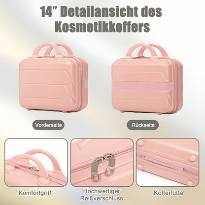 Set Valigie FAUMRTA 4 Pezzi - Trolley ABS Impermeabile con Beauty Case