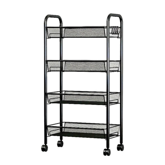 Carrello 4 Ripiani con Ruote Girevoli 360° - Capacità 40kg - Ripiani Regolabili per Cucina Bagno Ufficio