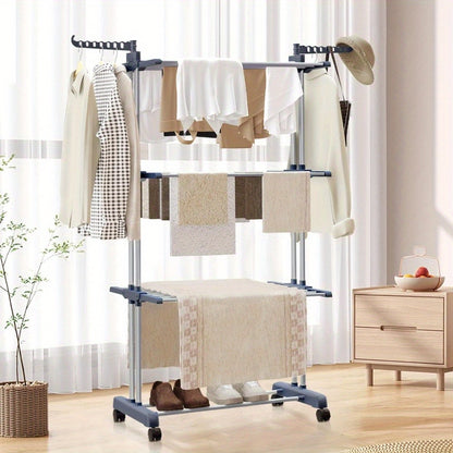 Stendibiancheria Pieghevole 3 Livelli con Ruote - Furnestorica Grigio