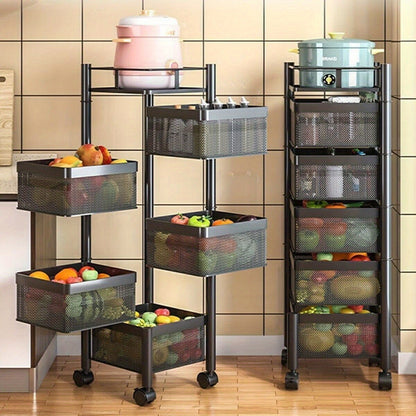 Carrello Portaoggetti Mobile 5 Ripiani in Acciaio al Carbonio - Scaffale Salvaspazio con Ruote per Cucina, Bagno, Soggiorno