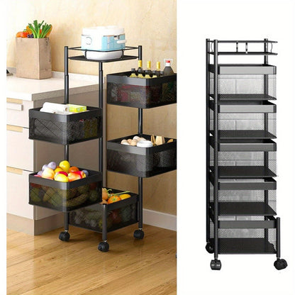 Carrello Portaoggetti Mobile 5 Ripiani in Acciaio al Carbonio - Scaffale Salvaspazio con Ruote per Cucina, Bagno, Soggiorno