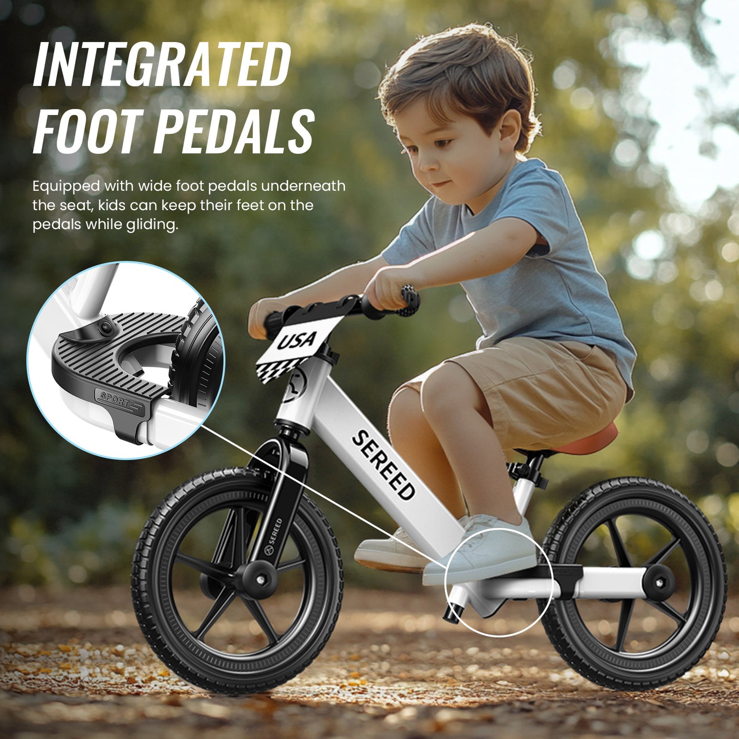 SEREED Balance Bike, 2025 Upgrade Toddler Balance Bike for 2-5 Years Old Boys & Girls, No Pedal Kids Bicycle Toys, Tool-Free Adjustment, Customize Plate with Stickers,