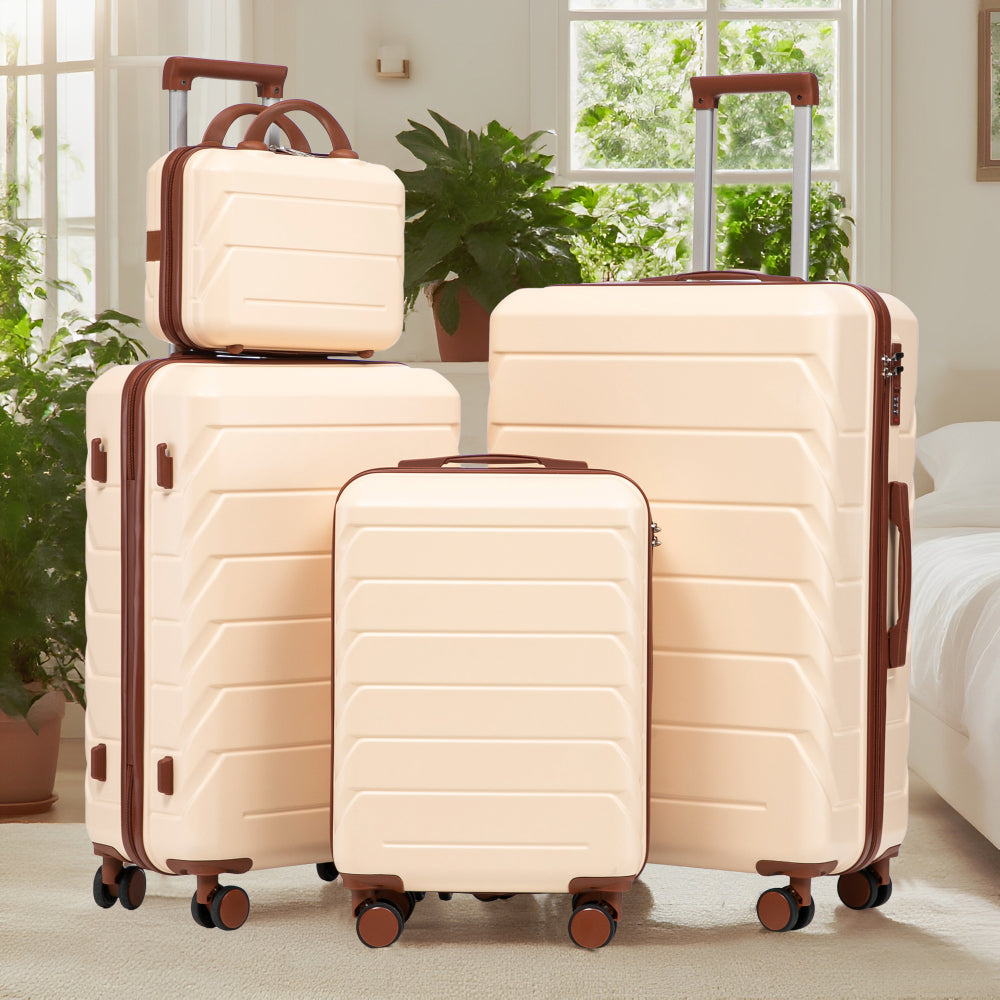 Set Valigie FAUMRTA 4 Pezzi - Trolley ABS Impermeabile con Beauty Case