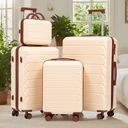 Set Valigie FAUMRTA 4 Pezzi - Trolley ABS Impermeabile con Beauty Case