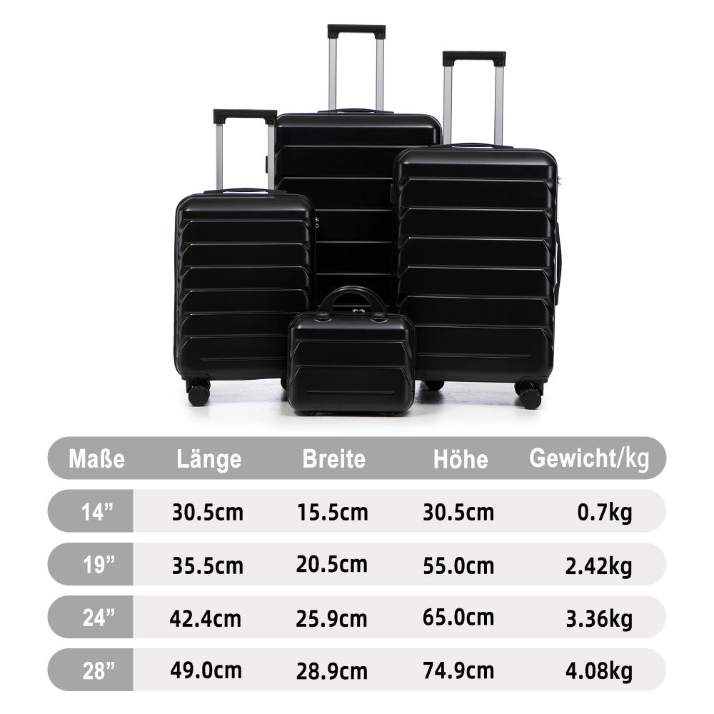 Set Valigie FAUMRTA 4 Pezzi - Trolley ABS Impermeabile con Beauty Case