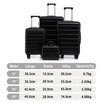 Set Valigie FAUMRTA 4 Pezzi - Trolley ABS Impermeabile con Beauty Case