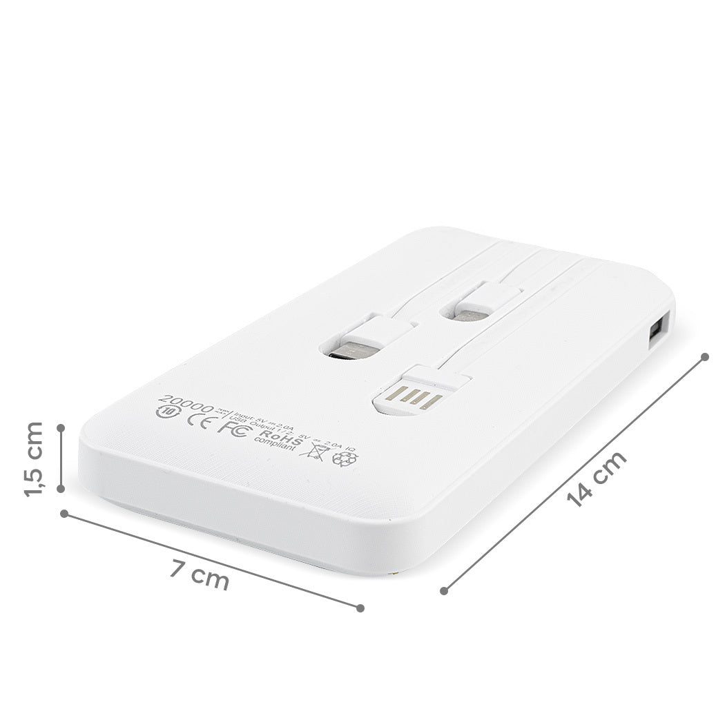 Power Bank 20000mAh Ricarica Rapida con 4 Cavi USB Inclusi - Caricabatterie Portatile Universale