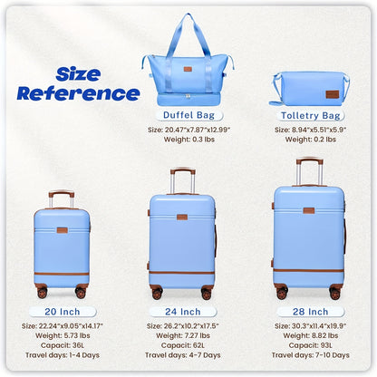 Set Valigie YSTYLE 5 Pezzi - Trolley ABS+PC con Ruote Silenziose e Lucchetto TSA