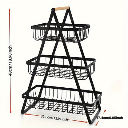 Cestino Portafrutta in Metallo 2/3 Ripiani - Organizer da Cucina Salvaspazio per Frutta, Verdura e Snack