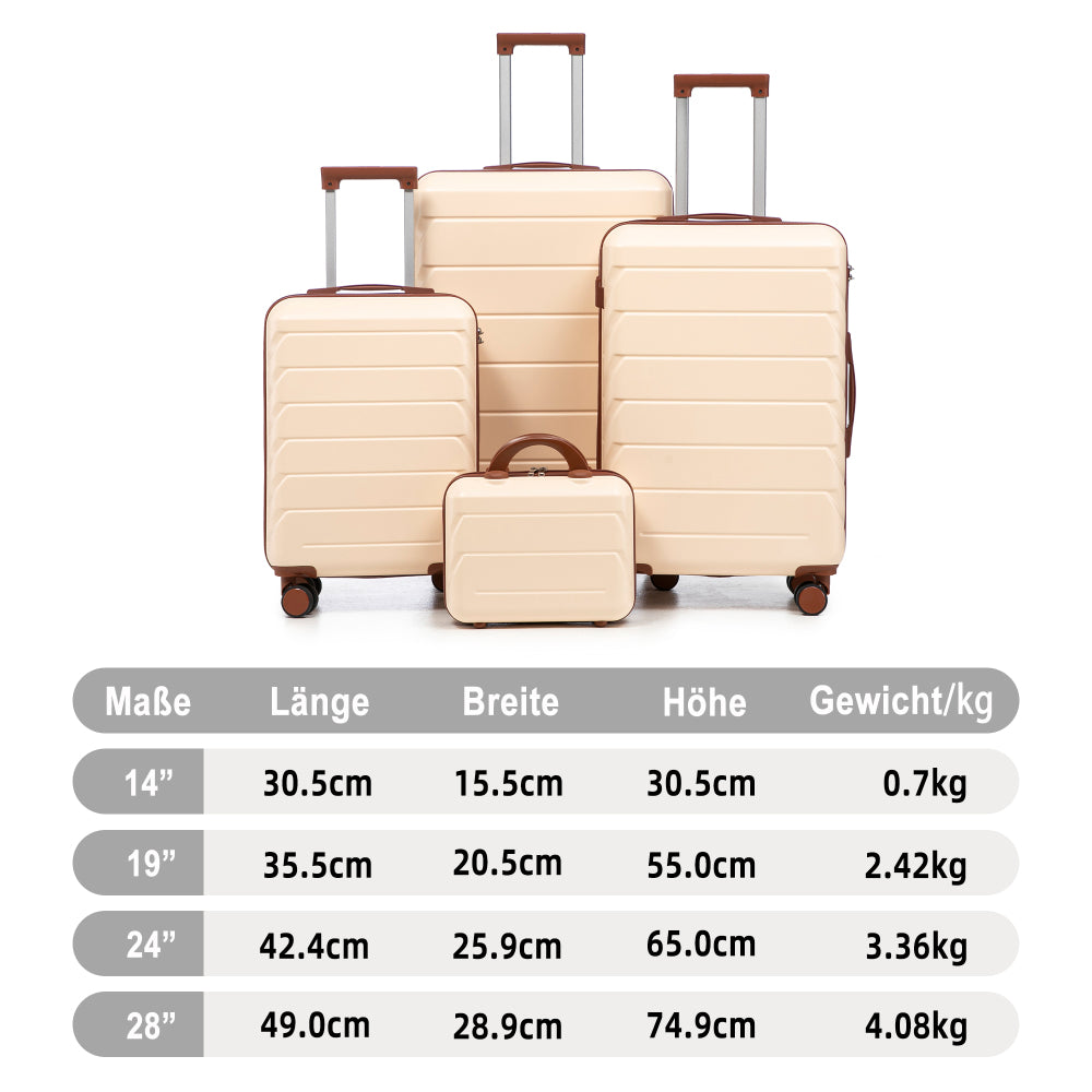 Set Valigie FAUMRTA 4 Pezzi - Trolley ABS Impermeabile con Beauty Case