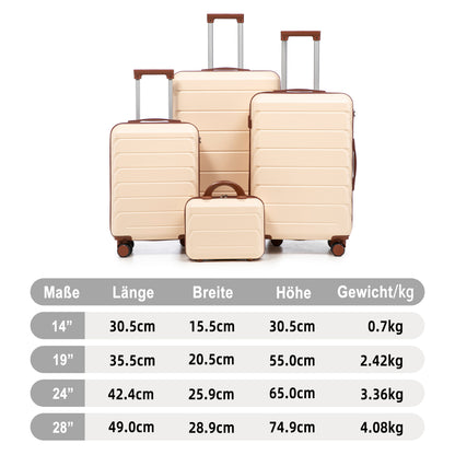 Set Valigie FAUMRTA 4 Pezzi - Trolley ABS Impermeabile con Beauty Case