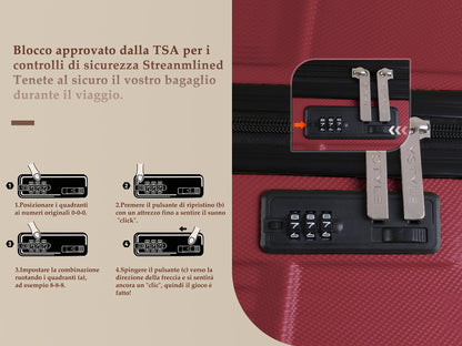 Set Valigie Rigide ABS YSTYLE 3/5 Pezzi con Lucchetto TSA e Ruote Silenziose 360° | 12-28 Pollici