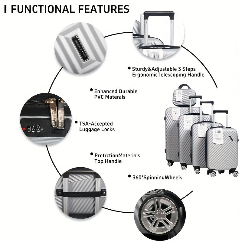 Set Valigie YSTYLE 5 Pezzi - Trolley Leggero con Ruote Silenziose e Lucchetto TSA