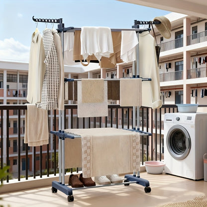 Stendibiancheria Pieghevole 3 Livelli con Ruote - Furnestorica Grigio