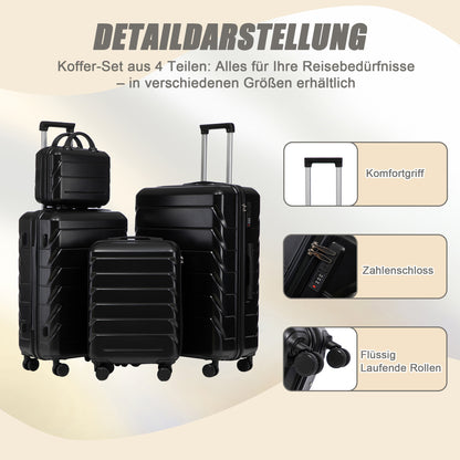 Set Valigie FAUMRTA 4 Pezzi - Trolley ABS Impermeabile con Beauty Case