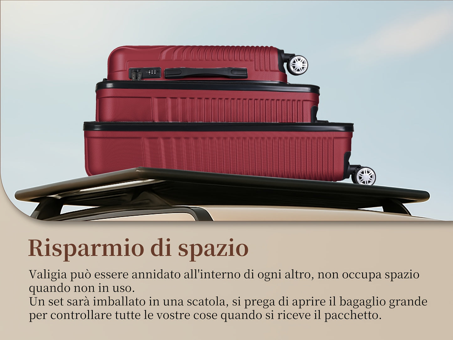 Set Valigie Rigide ABS YSTYLE 3/5 Pezzi con Lucchetto TSA e Ruote Silenziose 360° | 12-28 Pollici