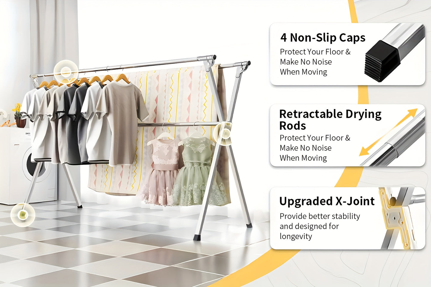 Stendibiancheria Pieghevole 160cm in Acciaio Inox - Senmeo