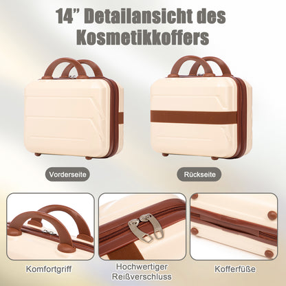 Set Valigie FAUMRTA 4 Pezzi - Trolley ABS Impermeabile con Beauty Case