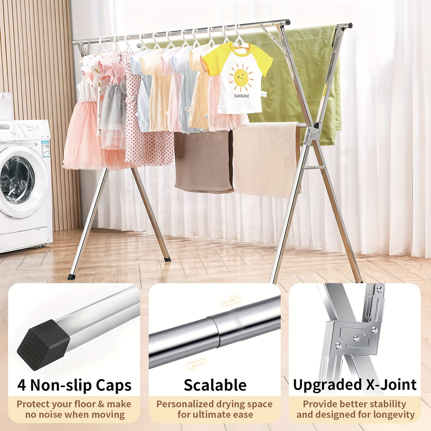 Stendibiancheria Pieghevole 160cm in Acciaio Inox - Senmeo