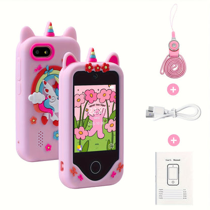 Telefono Giocattolo Bambini 2.8" Touch Screen Unicorno Rosa con Fotocamera e Giochi