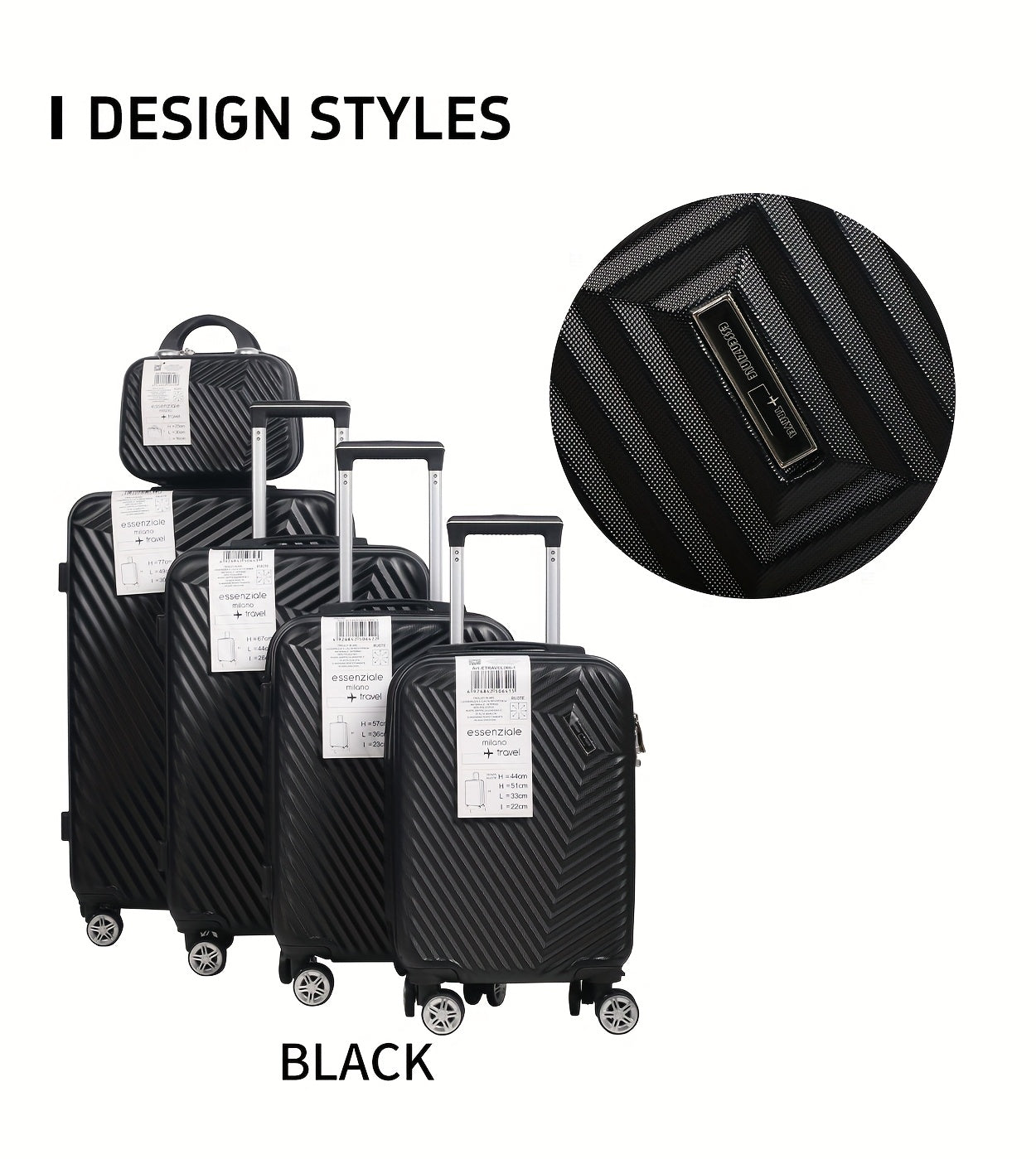 Set Valigie YSTYLE 5 Pezzi - Trolley Leggero con Ruote Silenziose e Lucchetto TSA