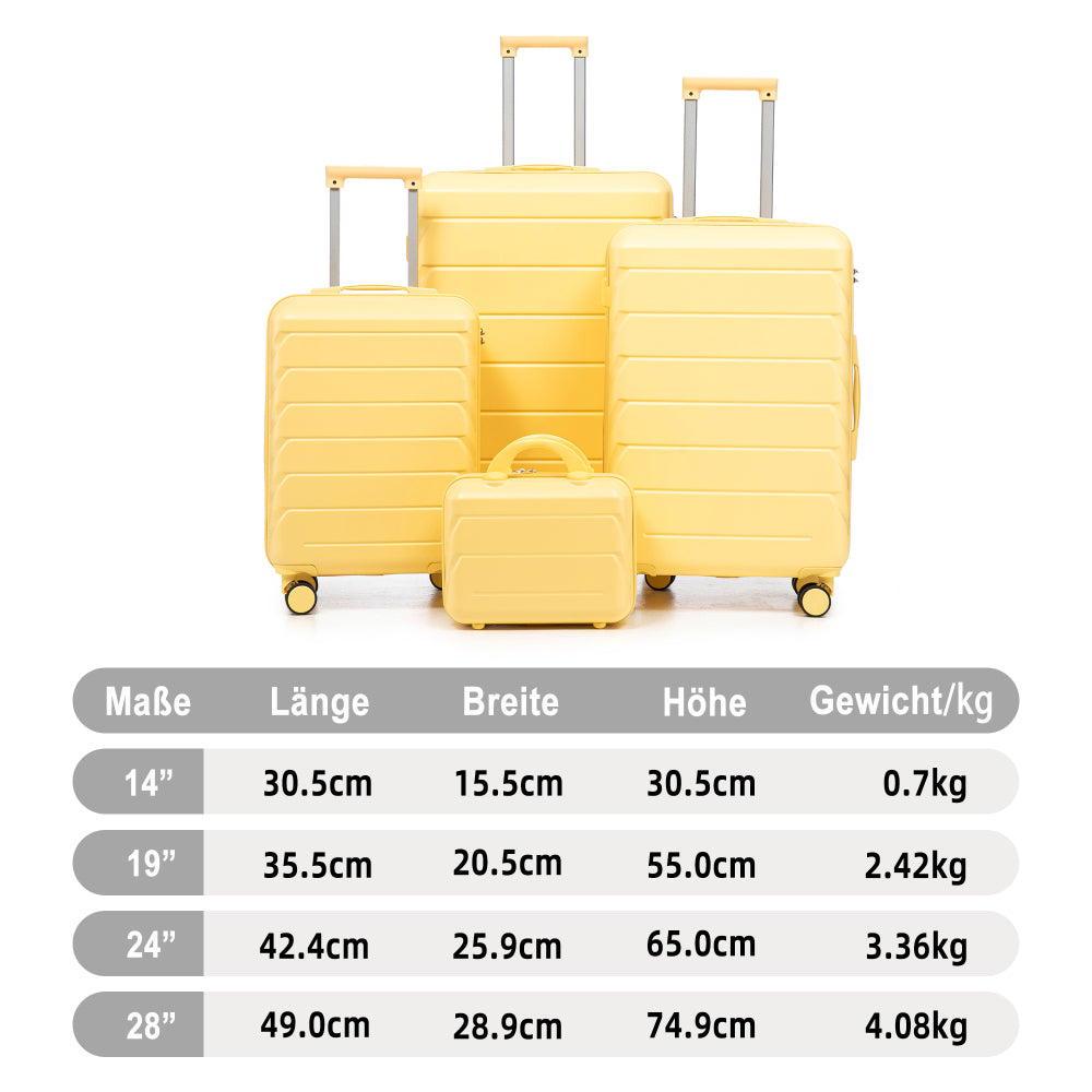 Set Valigie FAUMRTA 4 Pezzi - Trolley ABS Impermeabile con Beauty Case