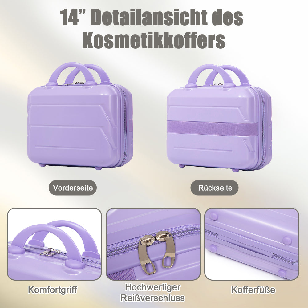 Set Valigie FAUMRTA 4 Pezzi - Trolley ABS Impermeabile con Beauty Case