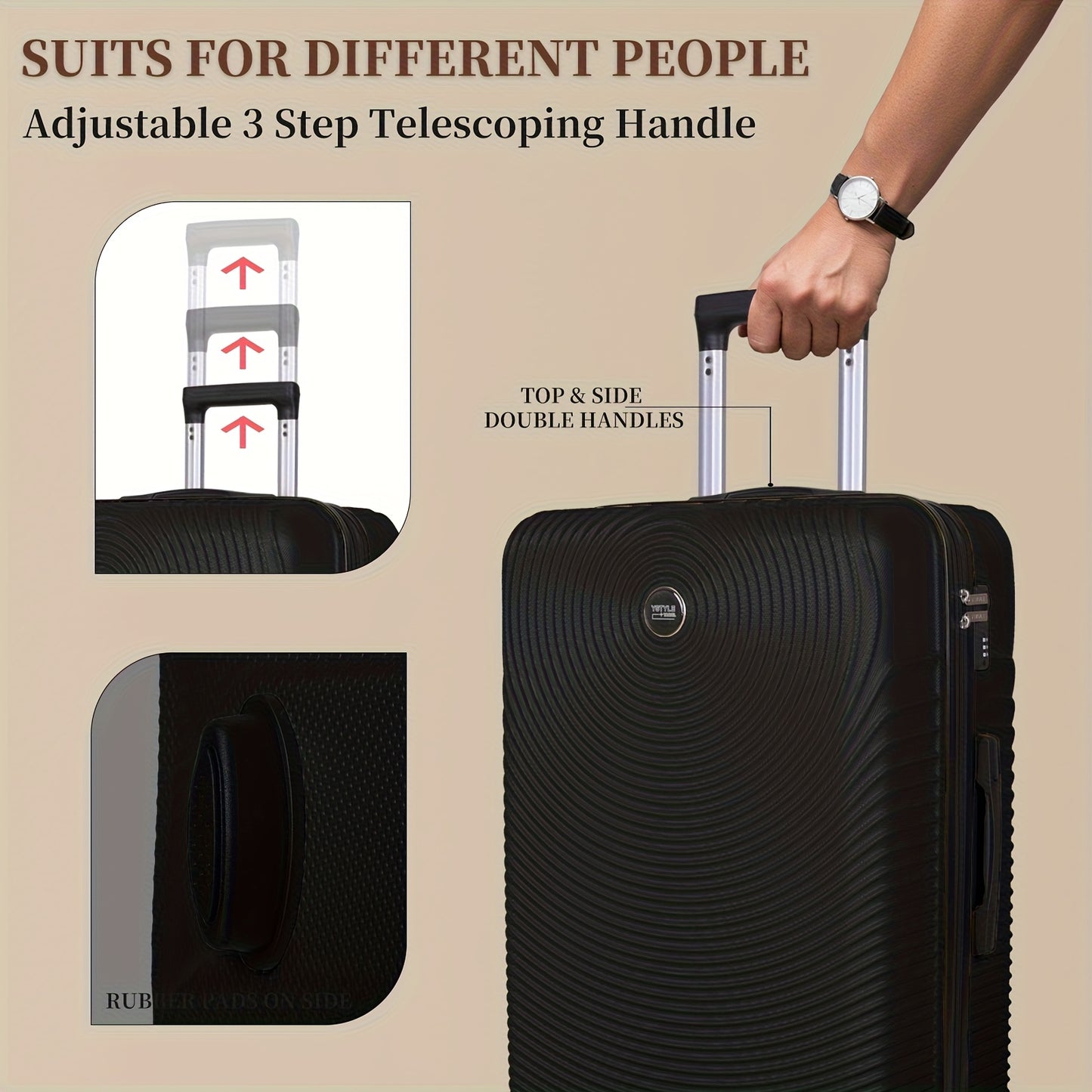 Set Valigie YSTYLE 3/5 Pezzi - Trolley ABS con Ruote Silenziose e Lucchetto TSA