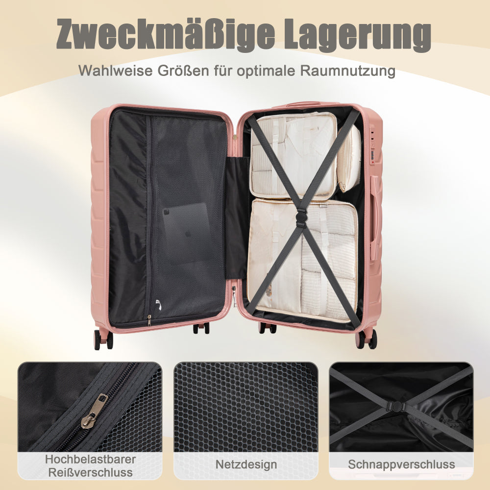 Set Valigie FAUMRTA 4 Pezzi - Trolley ABS Impermeabile con Beauty Case