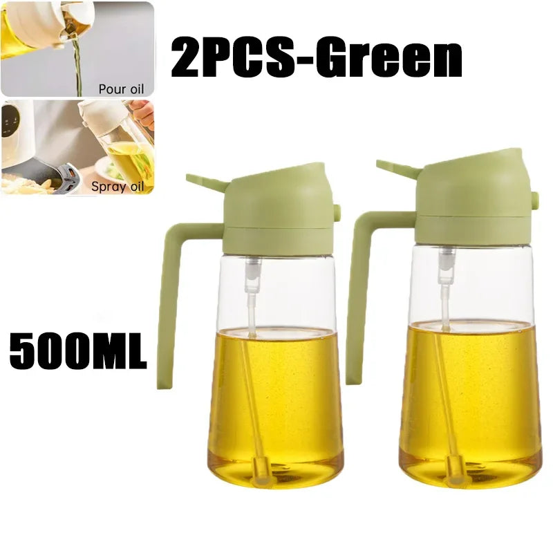 Multifunctional 2 in 1 Glass Oil Dispenser, 1 Count Oil Sprayer with Handle, Oil Dispenser for Cooking, Baking, Frying, Kitchen Utensils & Gadgets