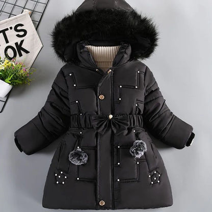 Big Size Winter Girls Jackets Keep Warm Thicken Christmas Coat Autumn Hooded Zipper Waterproof Outerwear Kids Clothes 3-12 Years
