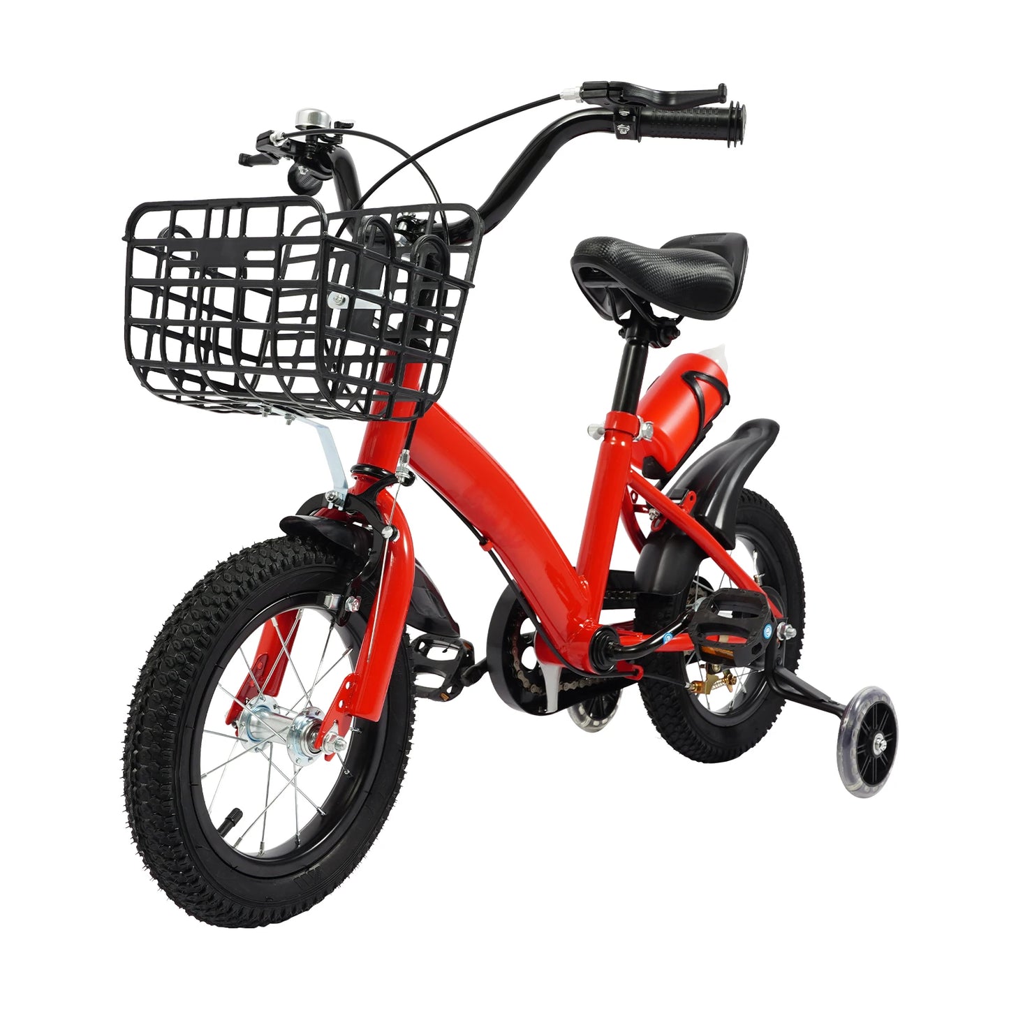 12 Inches Children's Bicycle with Training Wheels, Bottle Holder, Basket| Blue/Red/Pink Kids Bike for 2-5 Years