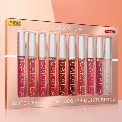 Nude Lip Gloss Rossetto 10 pz/set Nude Lip Gloss Rossetto Velluto Opaco Impermeabile Rossetto Liquido A Lunga Durata Donne Lip Umido Tinta
