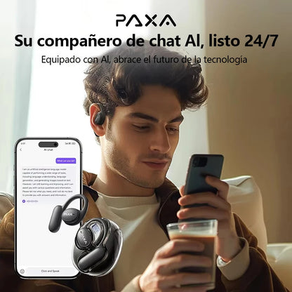 PAXA Openair5 AI Inteligente Inalámbrico Bluetooth 5.4 Headphones Alto Sonido Music Gaming Earphones HD Call AI Translation