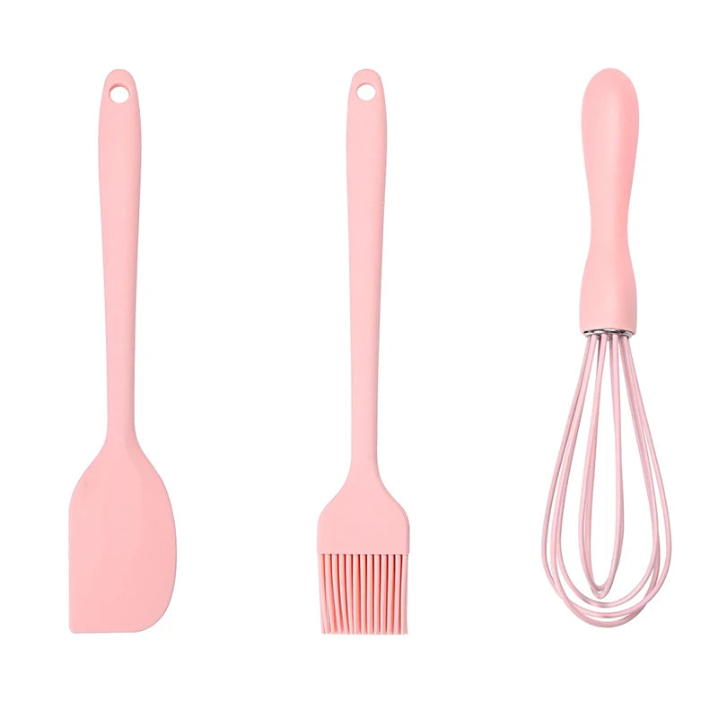 Set Utensili da Cucina in Silicone 3 Pezzi - Spatola, Raschietto e Pennello per Pasticceria e BBQ