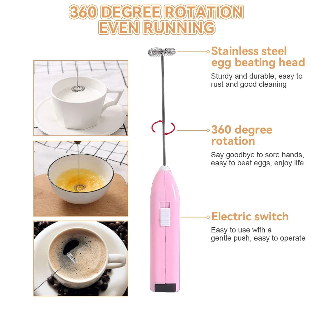 Electric Milk Frother Coffee Steamer, Kitchen Drink Foamer Whisk Mixer, Cappuccino Cream Maker, Espresso Blender, Egg Beater