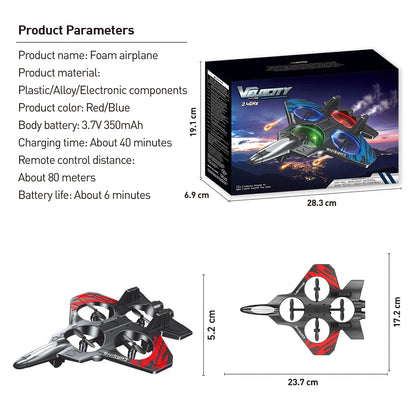 E72 High - Performance foam aircraft stunt intelligent fixed height hover 360 ° turn UAV remote LED lights control fighter toy