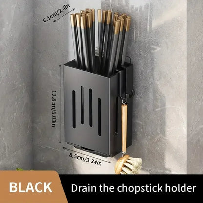 Portabacchette da Parete Senza Foratura - Organizer Cucina con Vassoio Scolaposate