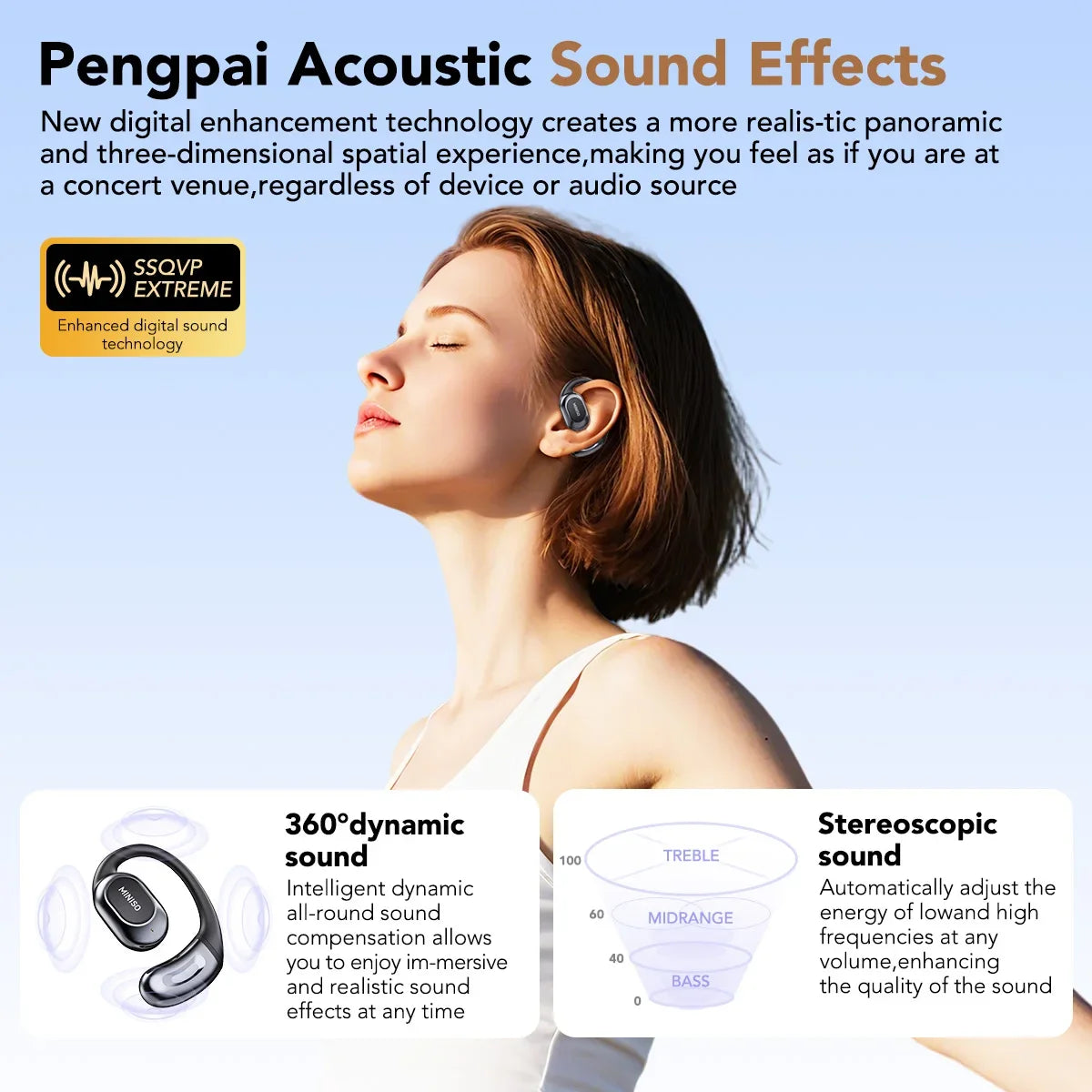 MINISO MS156 Bluetooth AI Earphones OWS Sports Headphones Music Stere HD Bass Wireless Headphones Longlife Translator Earbuds