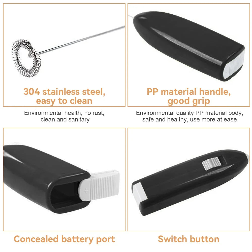 Electric Milk Frother Coffee Steamer, Kitchen Drink Foamer Whisk Mixer, Cappuccino Cream Maker, Espresso Blender, Egg Beater