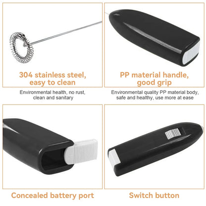 Electric Milk Frother Coffee Steamer, Kitchen Drink Foamer Whisk Mixer, Cappuccino Cream Maker, Espresso Blender, Egg Beater