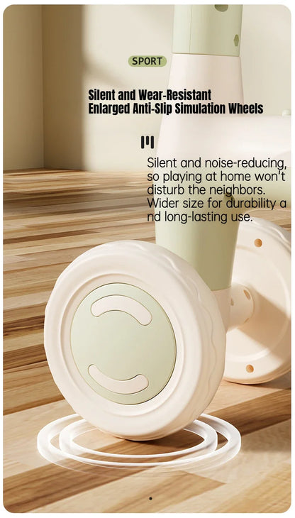 Anti-Tip Baby Balance Bike Ages 1-3 4-Wheel Silent Glider Walker Toy Toddler Training Ride-On with Safety Wheels Indoor Outdoor