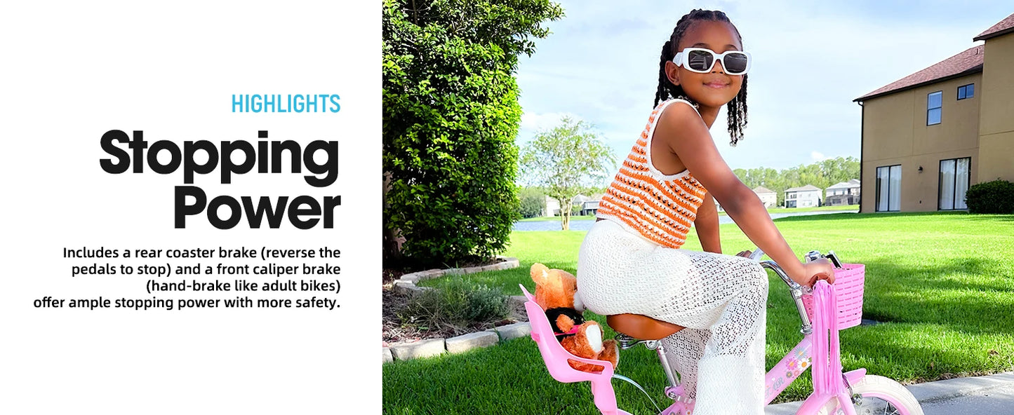 JOYSTAR Little Daisy Kids Bike for Girls Ages 2-7 Years,  Bikes with Doll Bike Seat & Streamers,baby walker