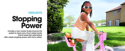 JOYSTAR Little Daisy Kids Bike for Girls Ages 2-7 Years,  Bikes with Doll Bike Seat & Streamers,baby walker