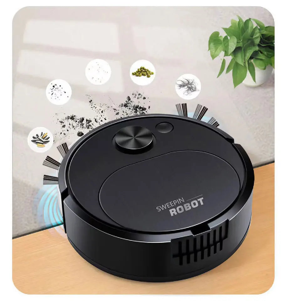 3 in 1 Vacuum Mop Robot Rechargeable Sweeping Machine Strong Suction Compact Cleaning Machine for Pet Hair Stubborn Dirt