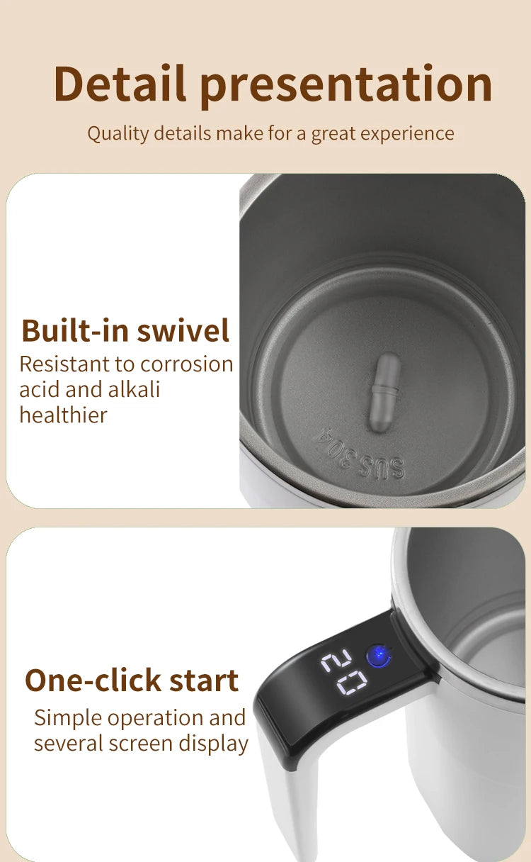 Tazza Caffè con Agitazione Elettrica Automatica 380ml USB Ricaricabile