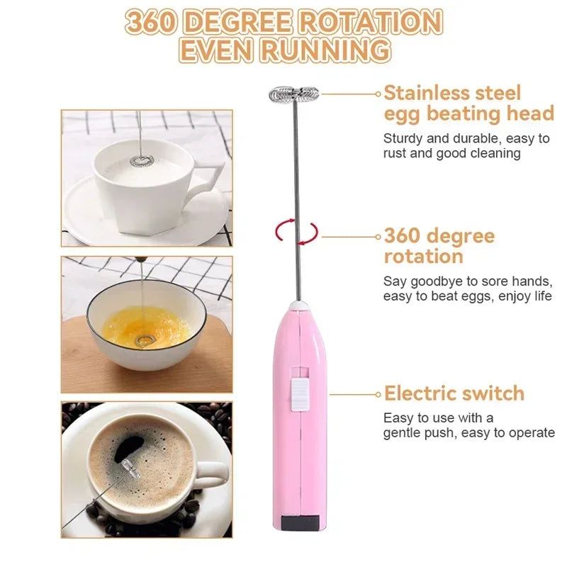 Electric Milk Frother Coffee Steamer, Kitchen Drink Foamer Whisk Mixer, Cappuccino Cream Maker, Espresso Blender, Egg Beater